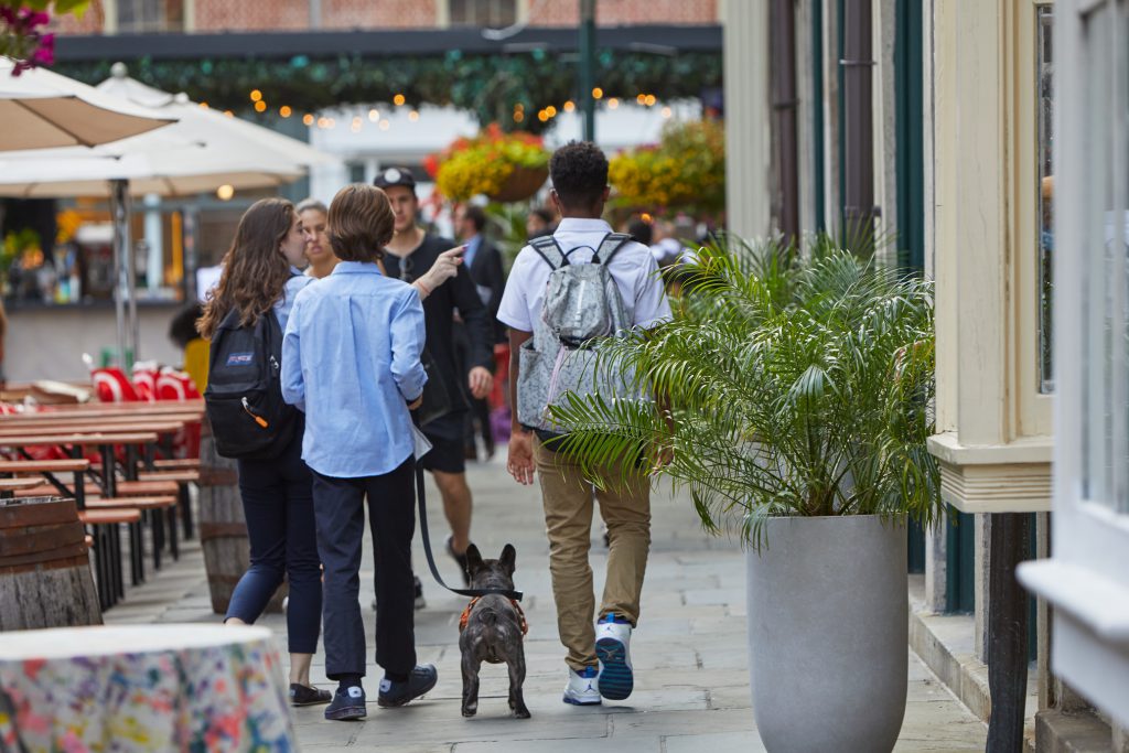 People walking down the street