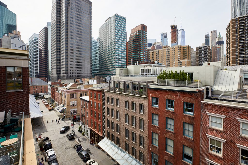 Aerial view of the building